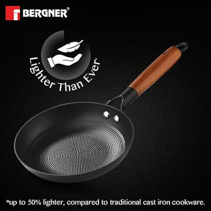 BERGNER Odin Cast Iron Frypan | Lightweight, Enamel Finish, Induction Ready - 28 cms