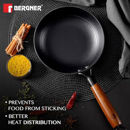 BERGNER Odin Cast Iron Frypan | Lightweight, Enamel Finish, Induction Ready - 28 cms