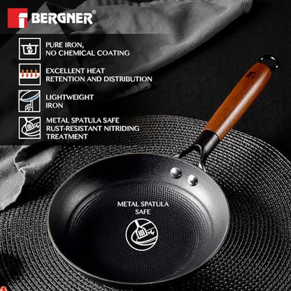 BERGNER Odin Cast Iron Frypan | Lightweight, Enamel Finish, Induction Ready - 28 cms