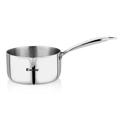 Bergner Argent TriPly Stainless Steel Milkpan/Saucepan, Stay Cool Cast Handle, Food Safe, Durable, Even Heat Distribution, Dishwasher Safe, Induction and Gas Ready, Silver