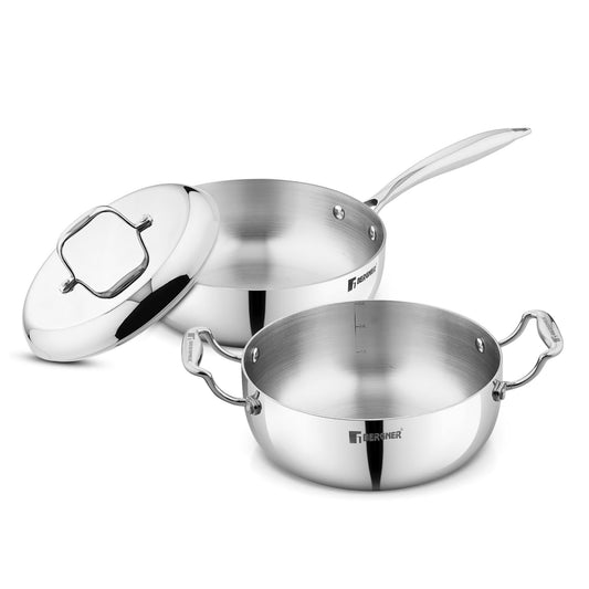 BERGNER ARGENT FRY PAN AND CASSROLE SET ( 3 PC SET INCUDING LID)