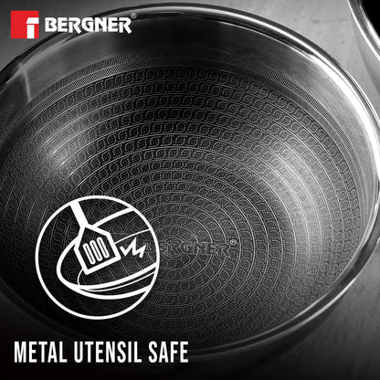 BERGNER Hitech Triply Stainless Steel Scratch Resistant Non Stick Tasra/Tasla With SS Induction Base, Food Safe (PFOA Free)Silver