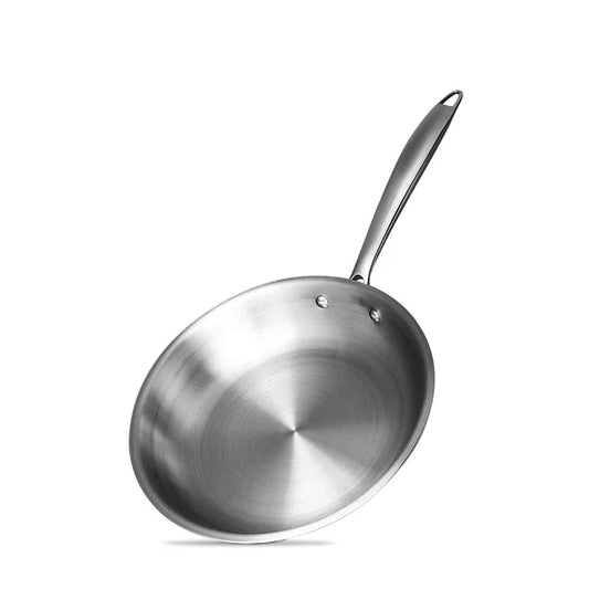 BERGNER Argent TriPly  Frypan/Steel Pan, Scratch Resistant, for Stay Cool Long Handle, Mirror Finish, Induction and Gas Stove Ready