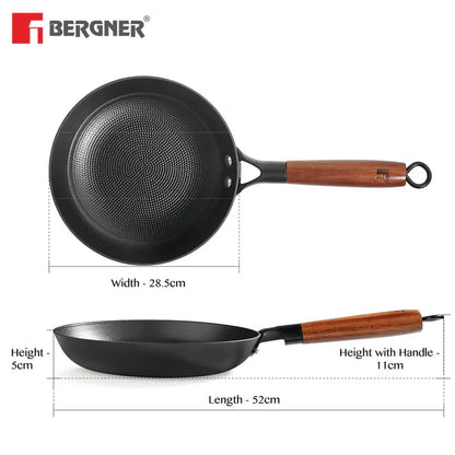 BERGNER Odin Cast Iron Frypan | Lightweight, Enamel Finish, Induction Ready - 28 cms