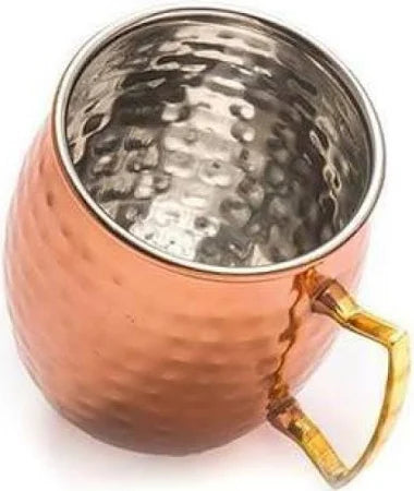 Viva Smart Pure Copper Hammered Round Shaped Moscow Mule, Beer Mug with Copper Handle, Drinkware, Barware, 530 ML - 1