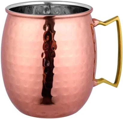 Viva Smart Pure Copper Hammered Round Shaped Moscow Mule, Beer Mug with Copper Handle, Drinkware, Barware, 530 ML - 1