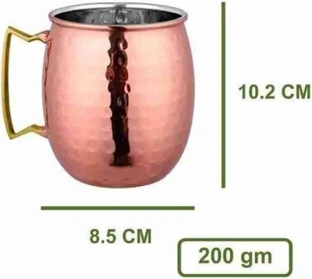 Viva Smart Pure Copper Hammered Round Shaped Moscow Mule, Beer Mug with Copper Handle, Drinkware, Barware, 530 ML - 1